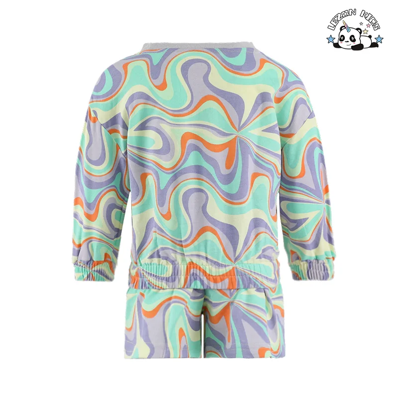 LEZONKIDS - Special Design Kids Pullover Sweatshirt Suit Cotton Fabric Top and Short Girl's Clothing Sets